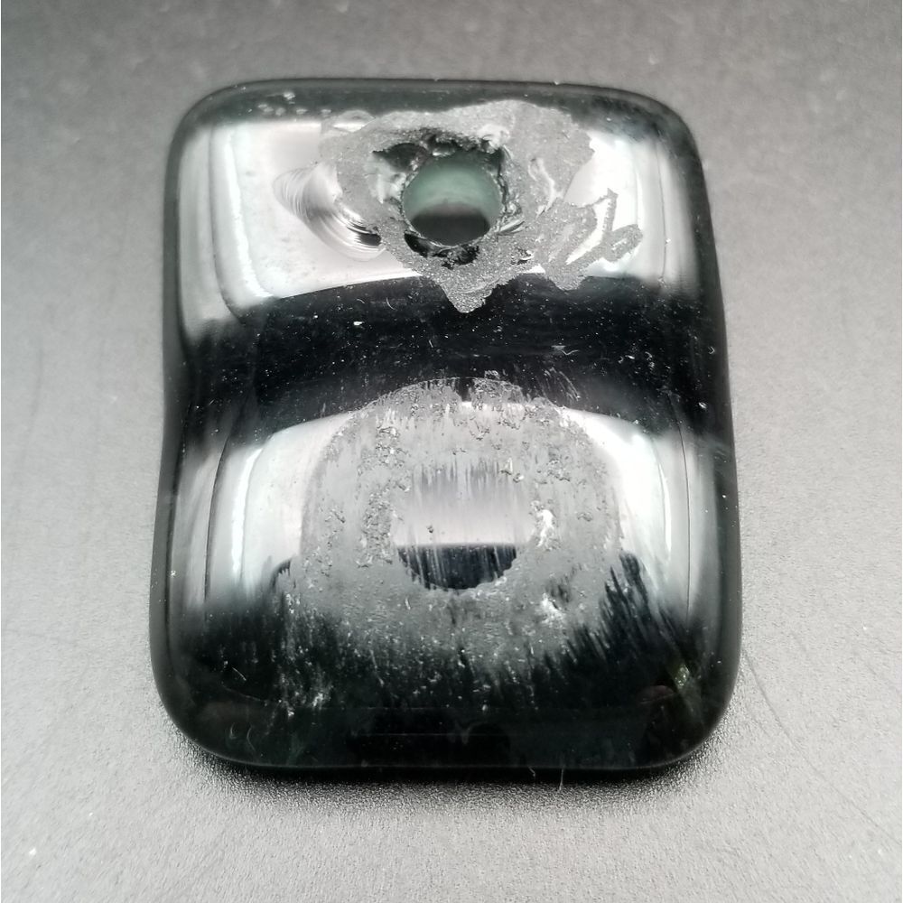 Obsidian glass stone necklace pendant ancient. P102